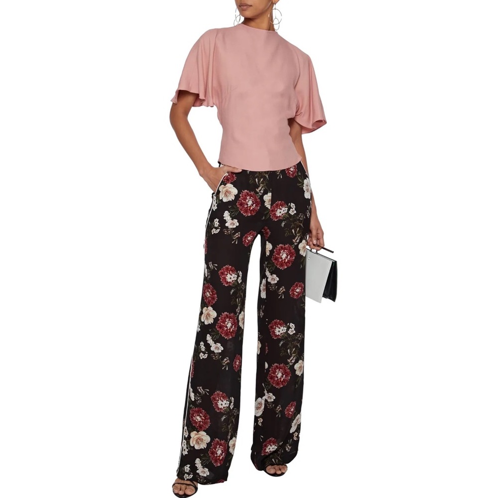 NWT Nicholas Floral Silk Crepe De Chine Wide Leg Pants - sz 8 US